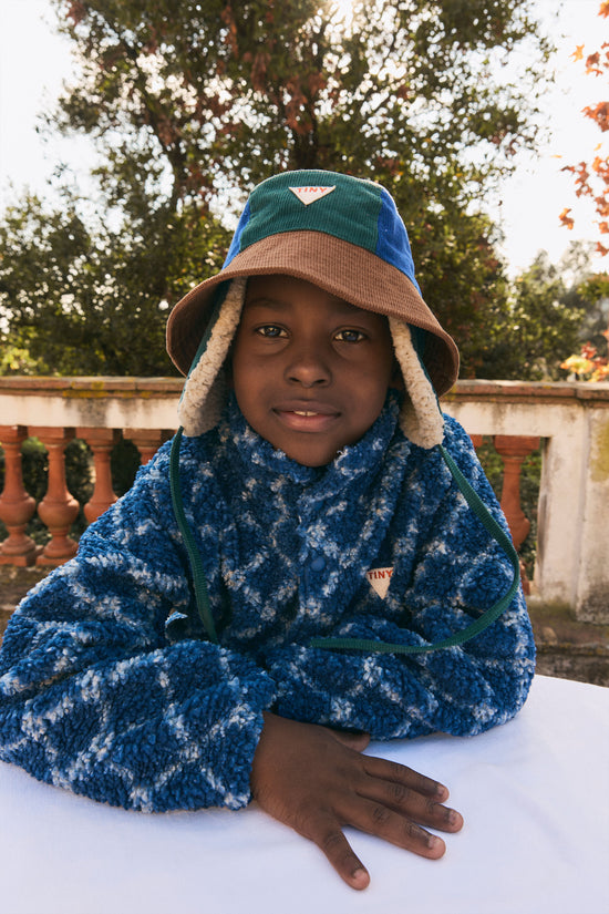 Navy Grid Sherpa Jacket - Toddler