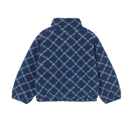Navy Grid Sherpa Jacket - Toddler