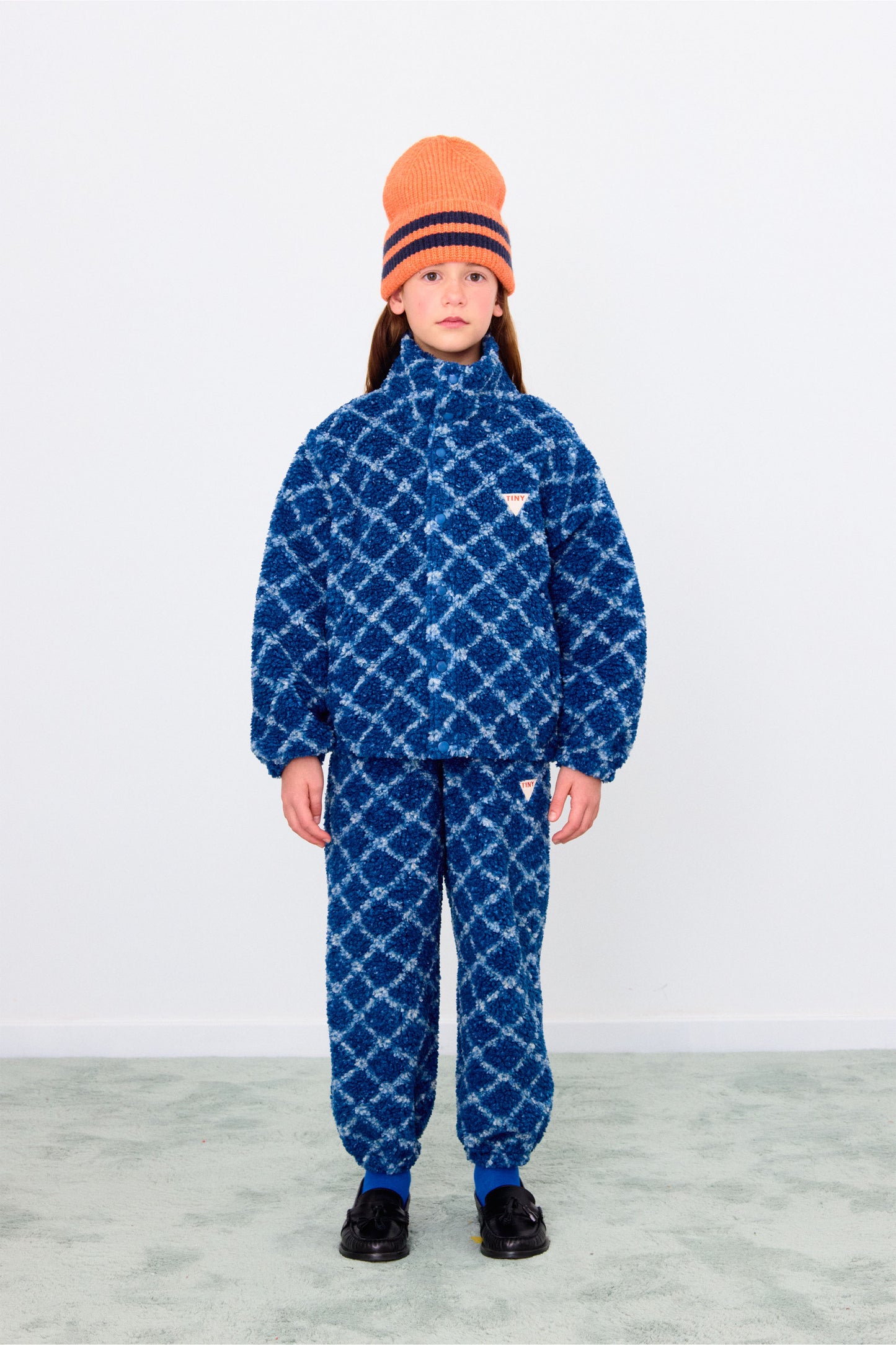 Navy Grid Sherpa Pants - Toddler
