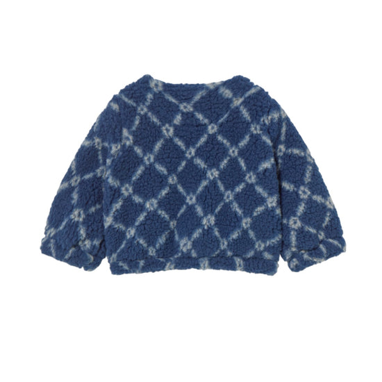 Navy Grid Sherpa Jacket - Baby