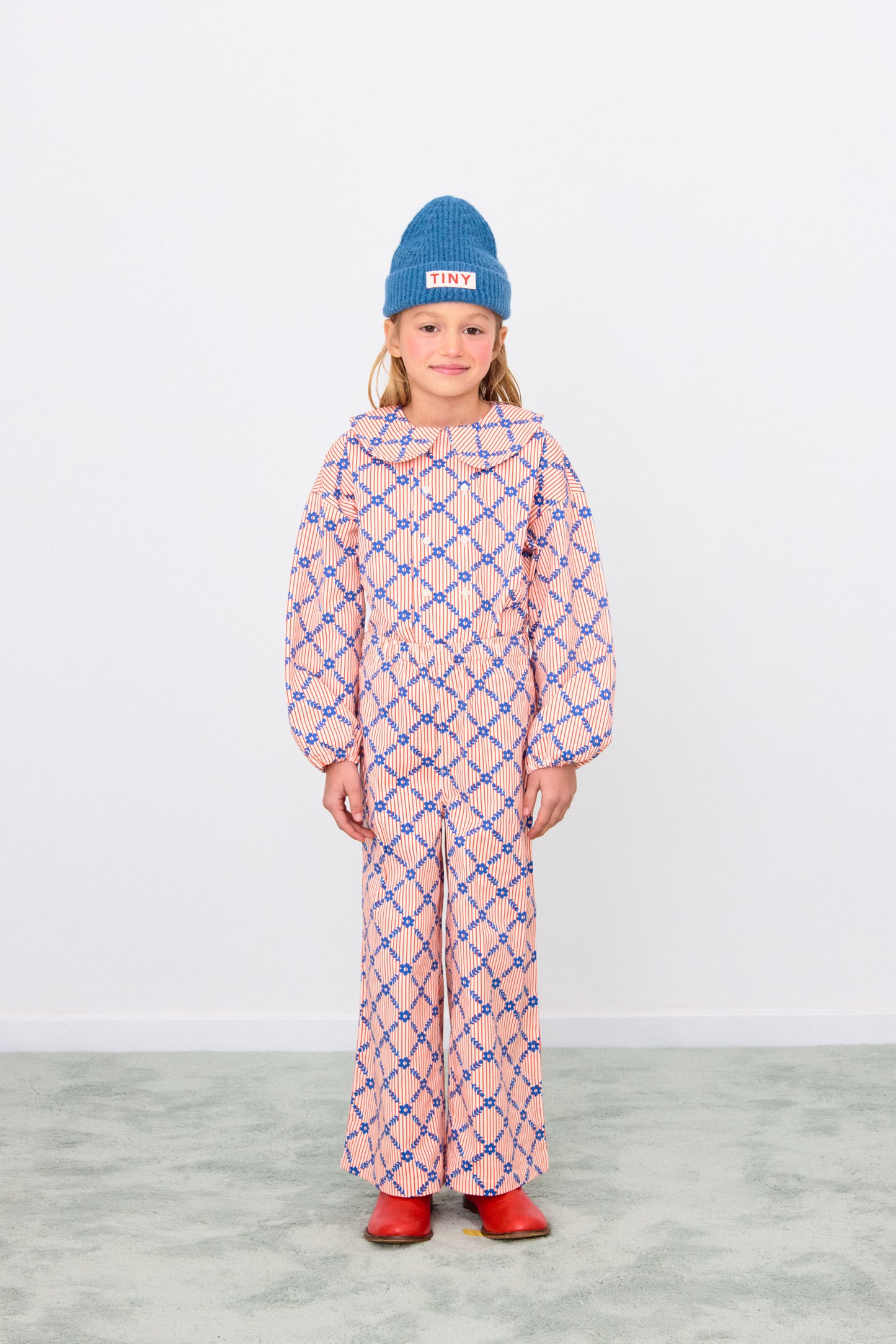 Flower Grid Poppy Blouse