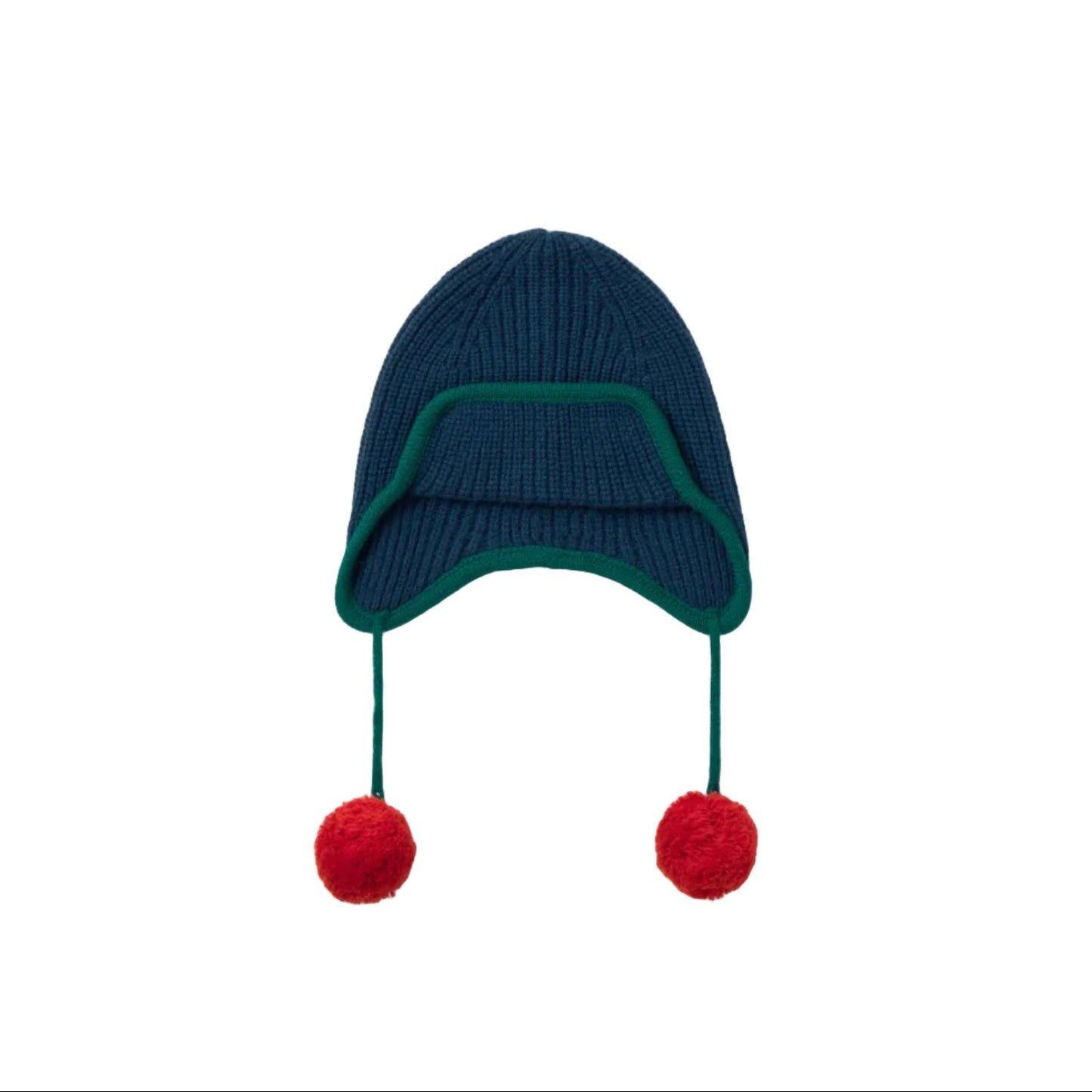 Blue Pom Pom Earflap Beanie