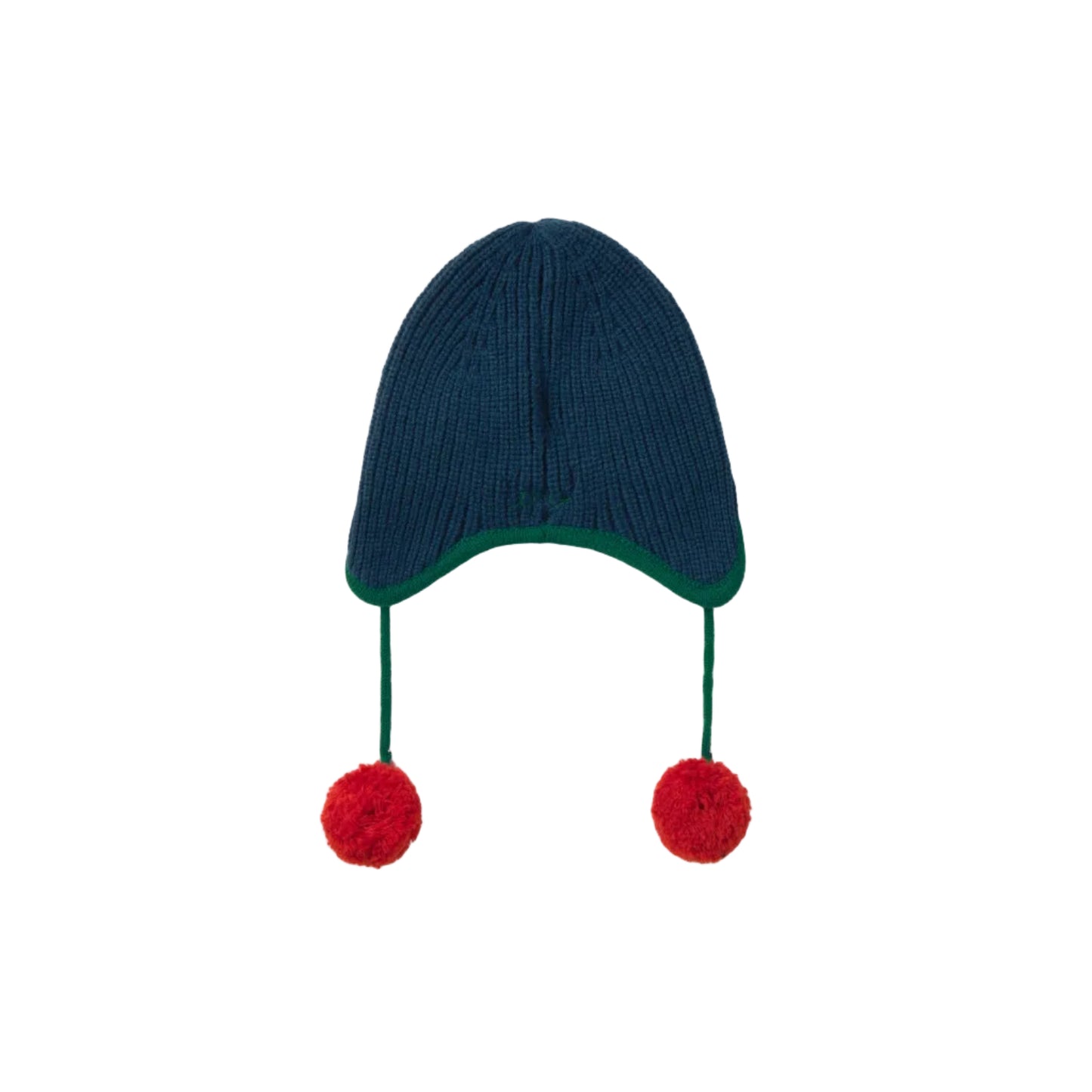 Blue Pom Pom Earflap Beanie