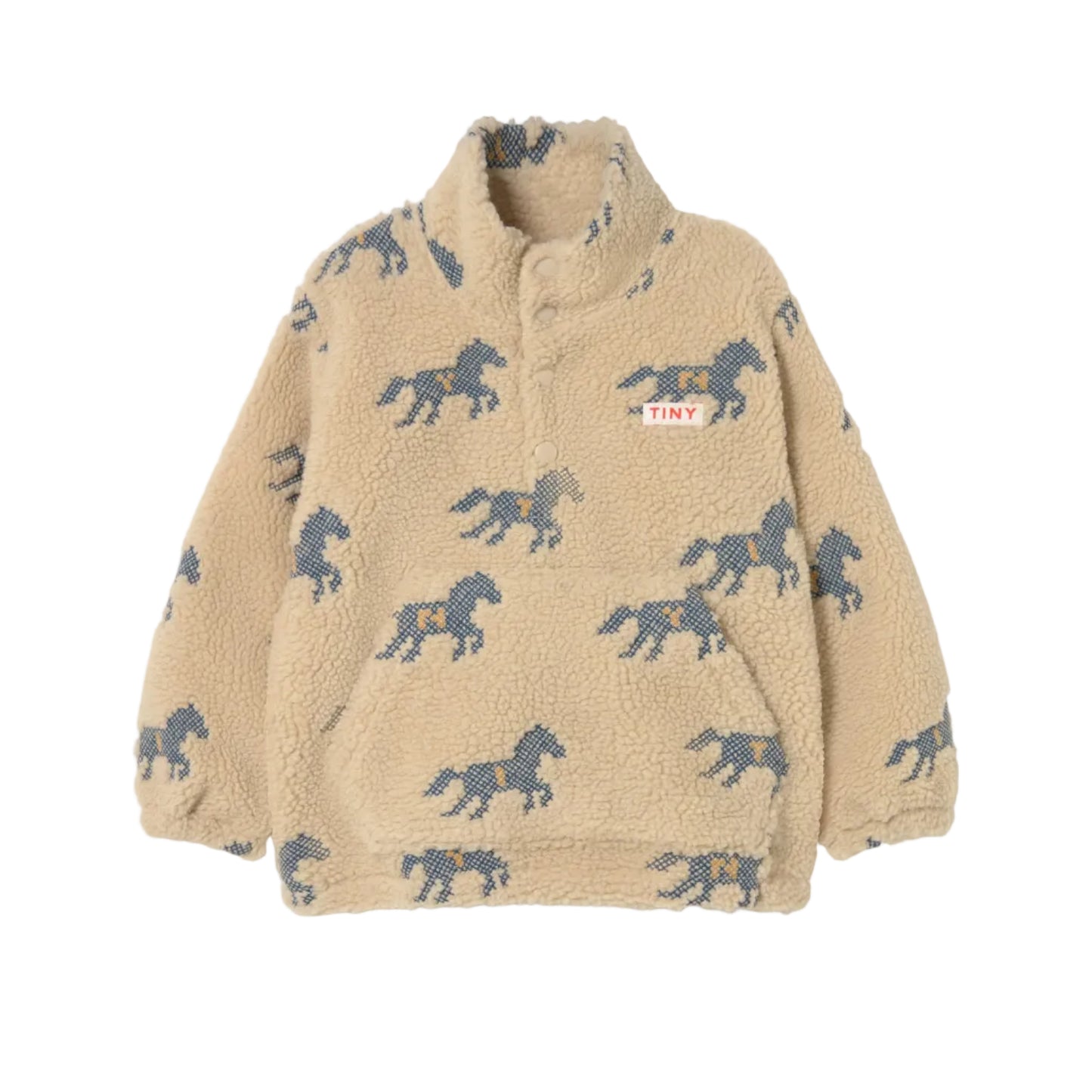 Horses Embroidered Sherpa Pullover