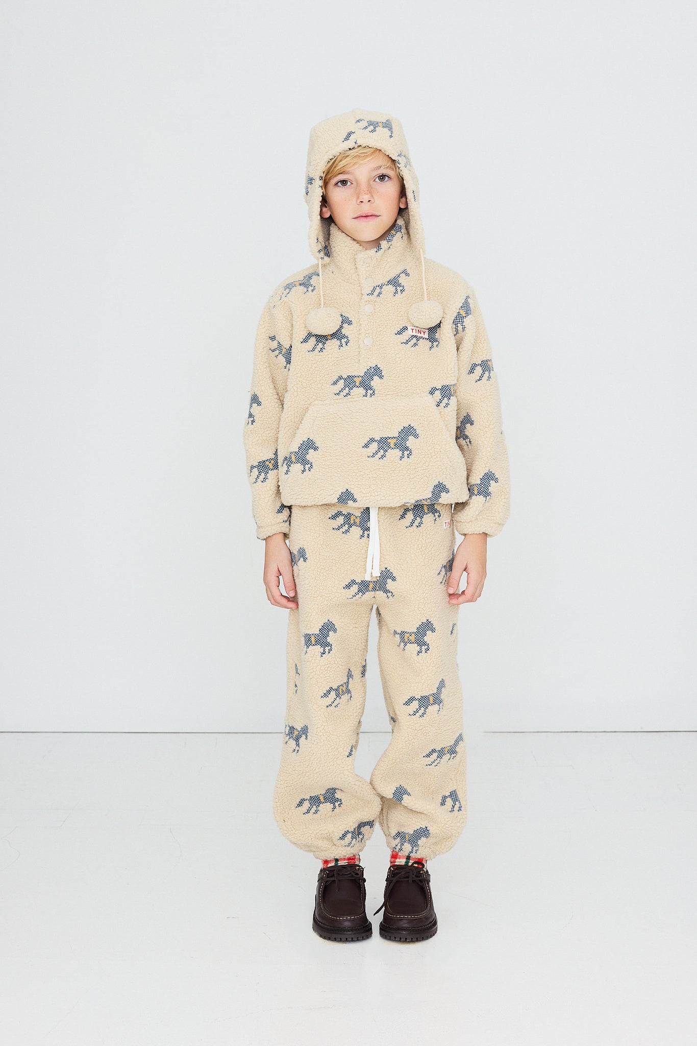 Horses Embroidered Sherpa Pullover
