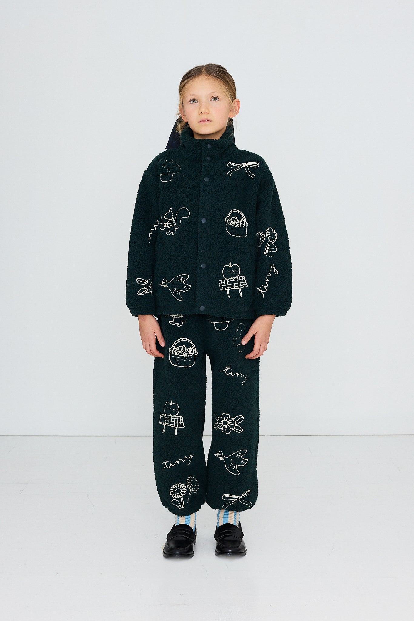Tiny Apples Sherpa Sweatpants in Jade