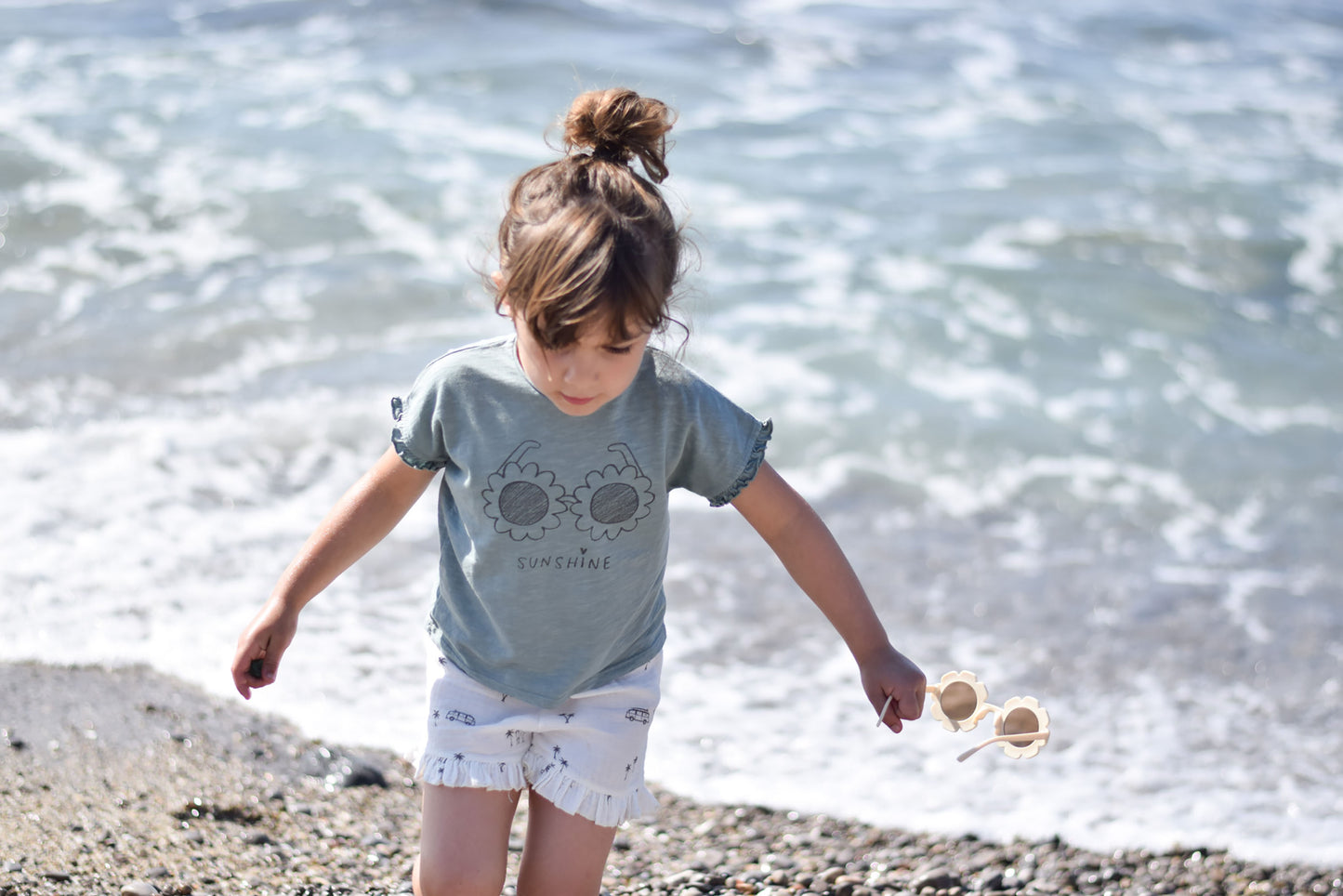 Ruffled Palm Shorts in Ecru