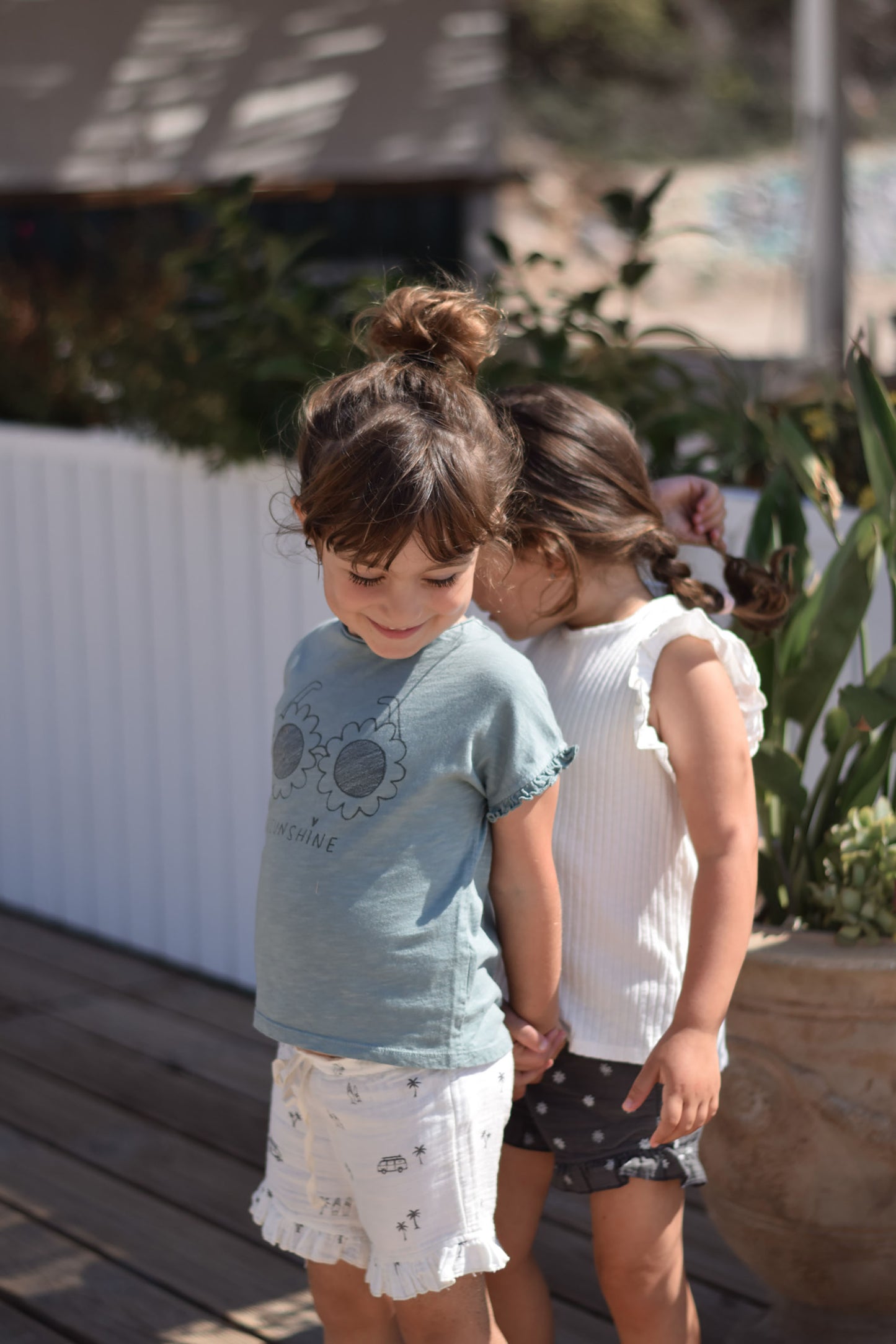 Ruffled Palm Shorts in Ecru