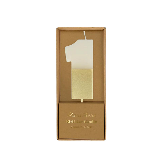 Gold Dipped Number Candle - 1
