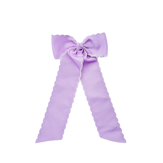 Personalized Hair Bow - Purple with White Trim