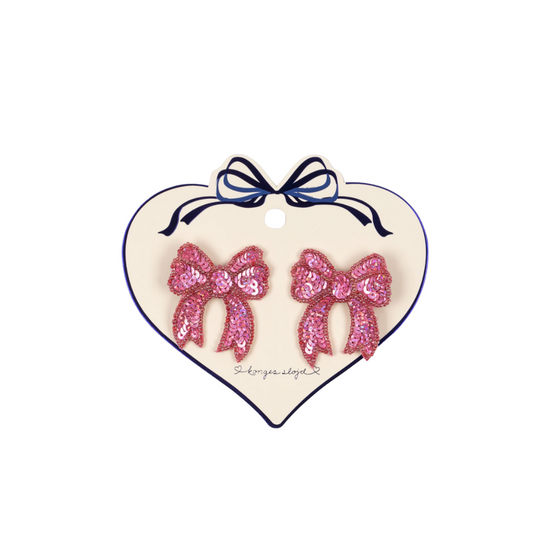 Two Pack Rose Sequin Bow Clips