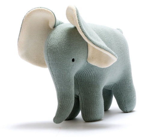 Large Knit Elephant Stuffed Animal in Teal