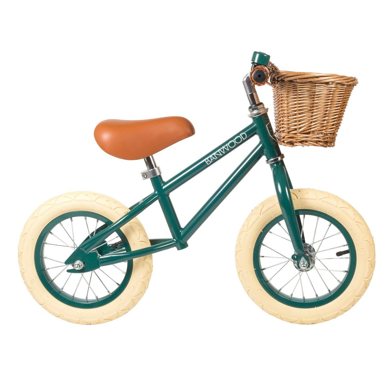 Forest Green Balance Bike with Basket