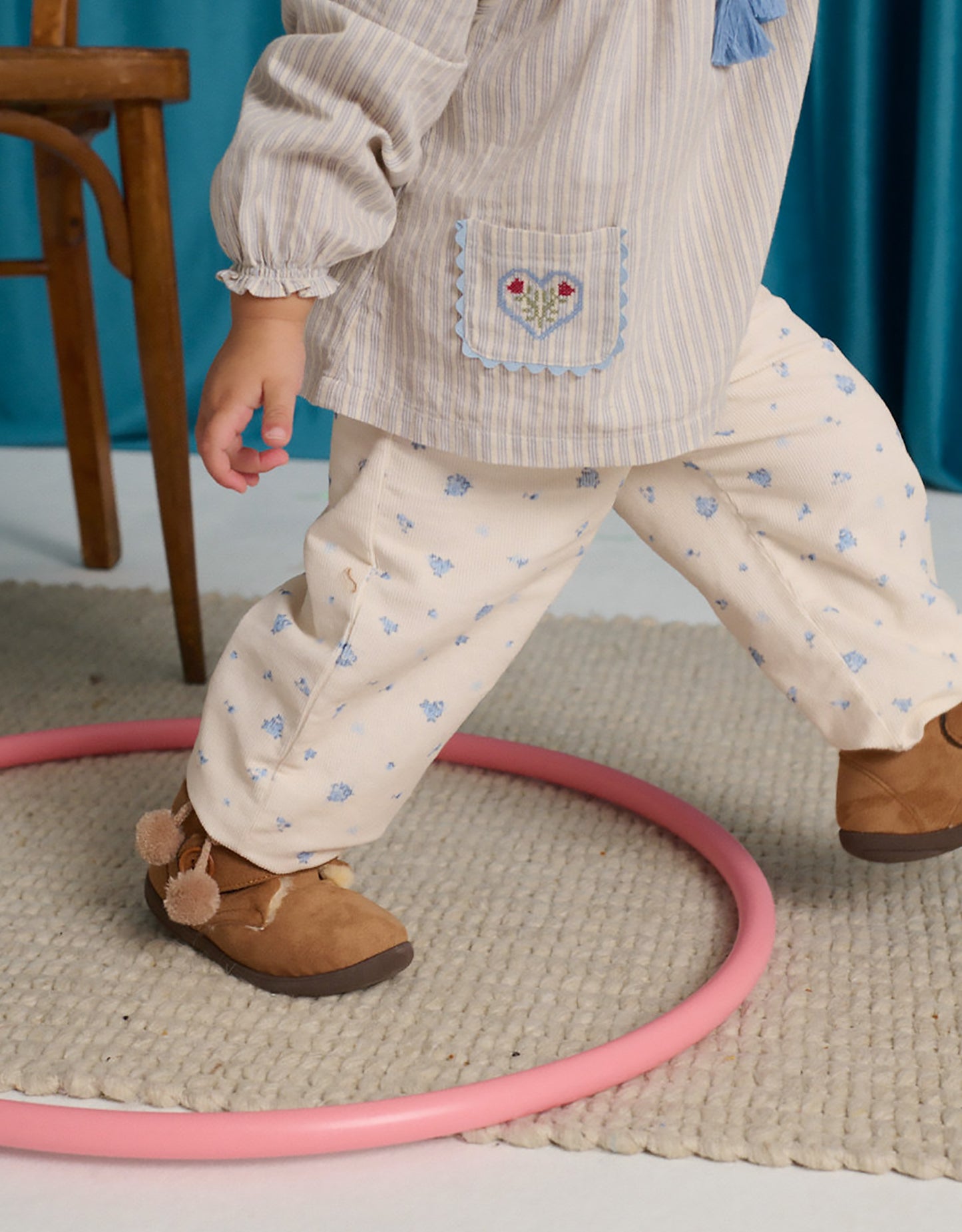 Tiny Floral Pincord Pants