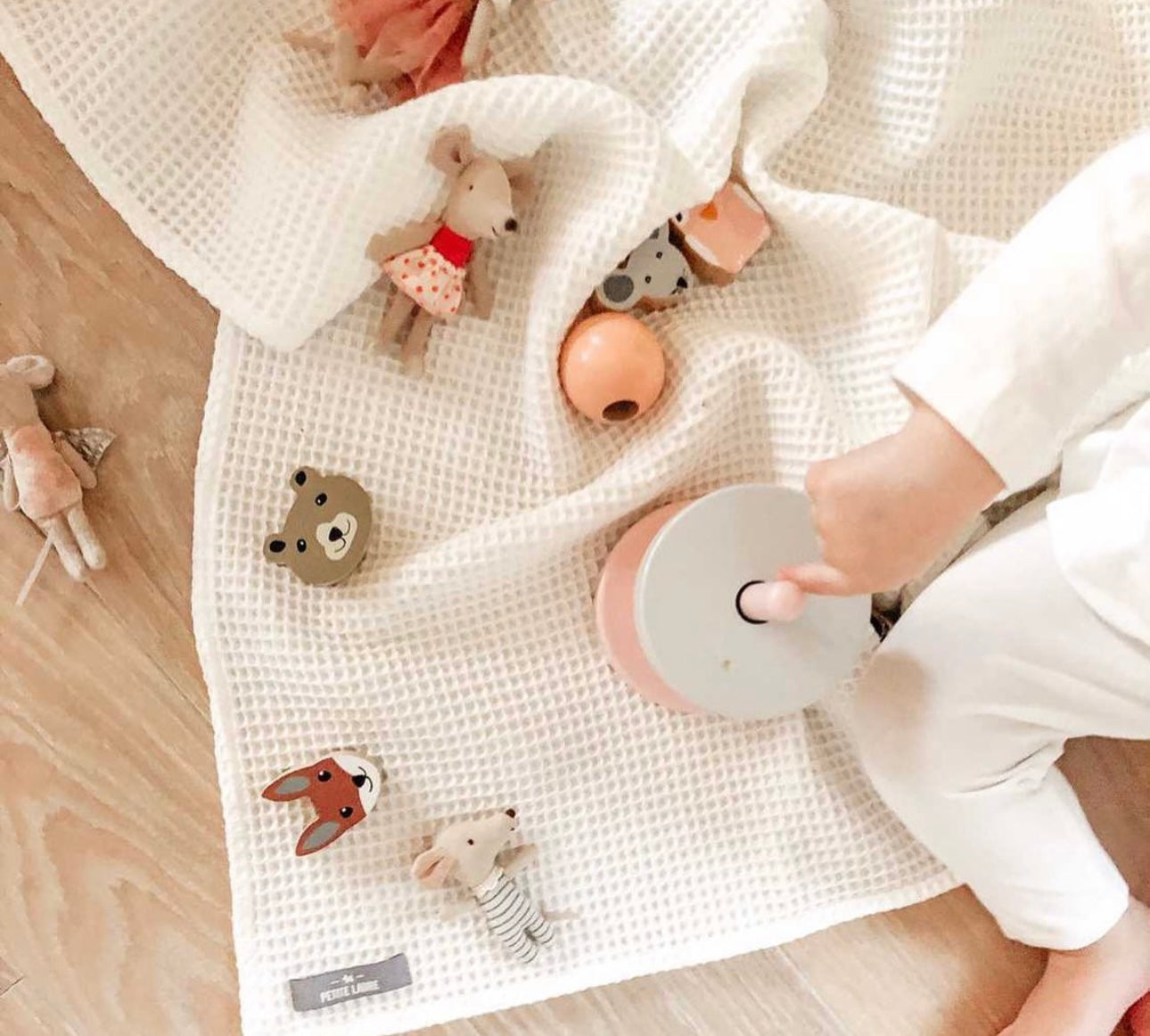 Organic Cotton Waffle Blanket in Ivory