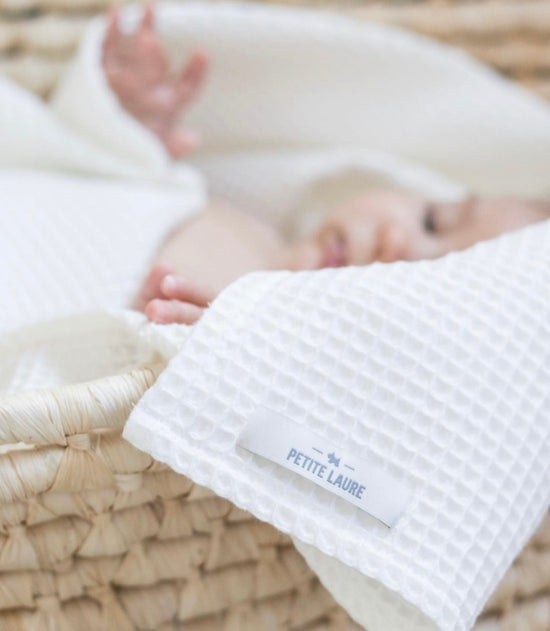 Organic Cotton Waffle Blanket in Cloud White