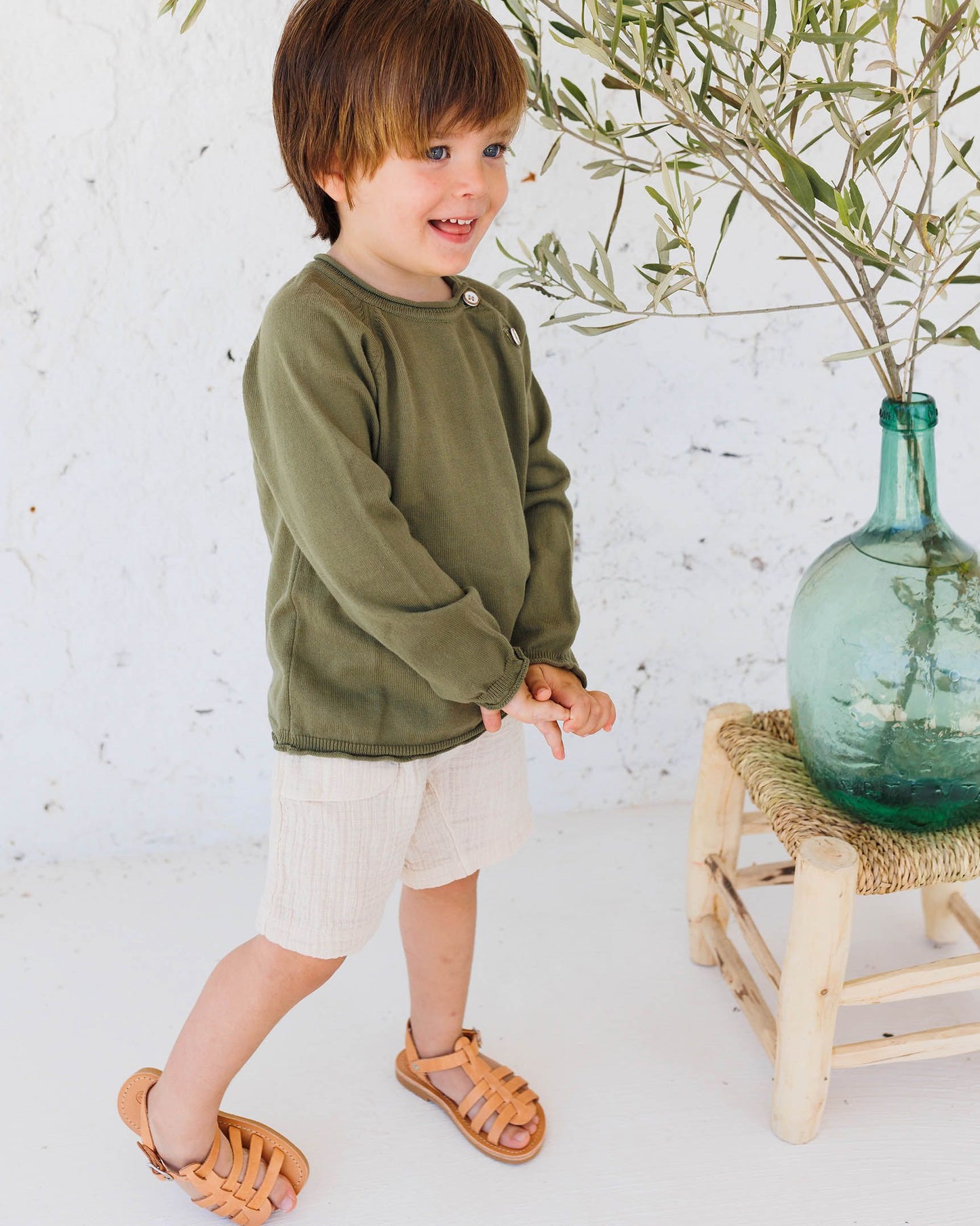 Muslin Bermuda Shorts in Sand