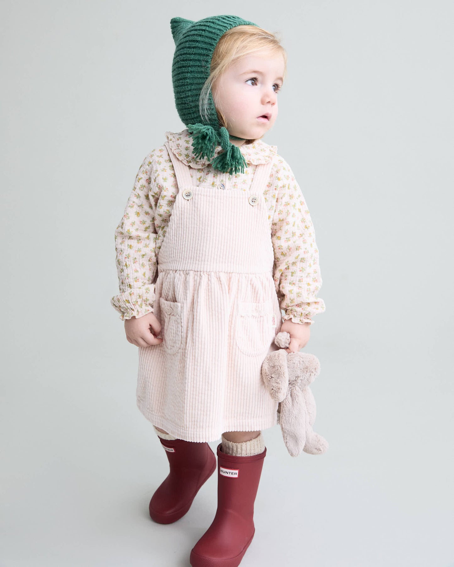 Cream Pink Corduroy Dress