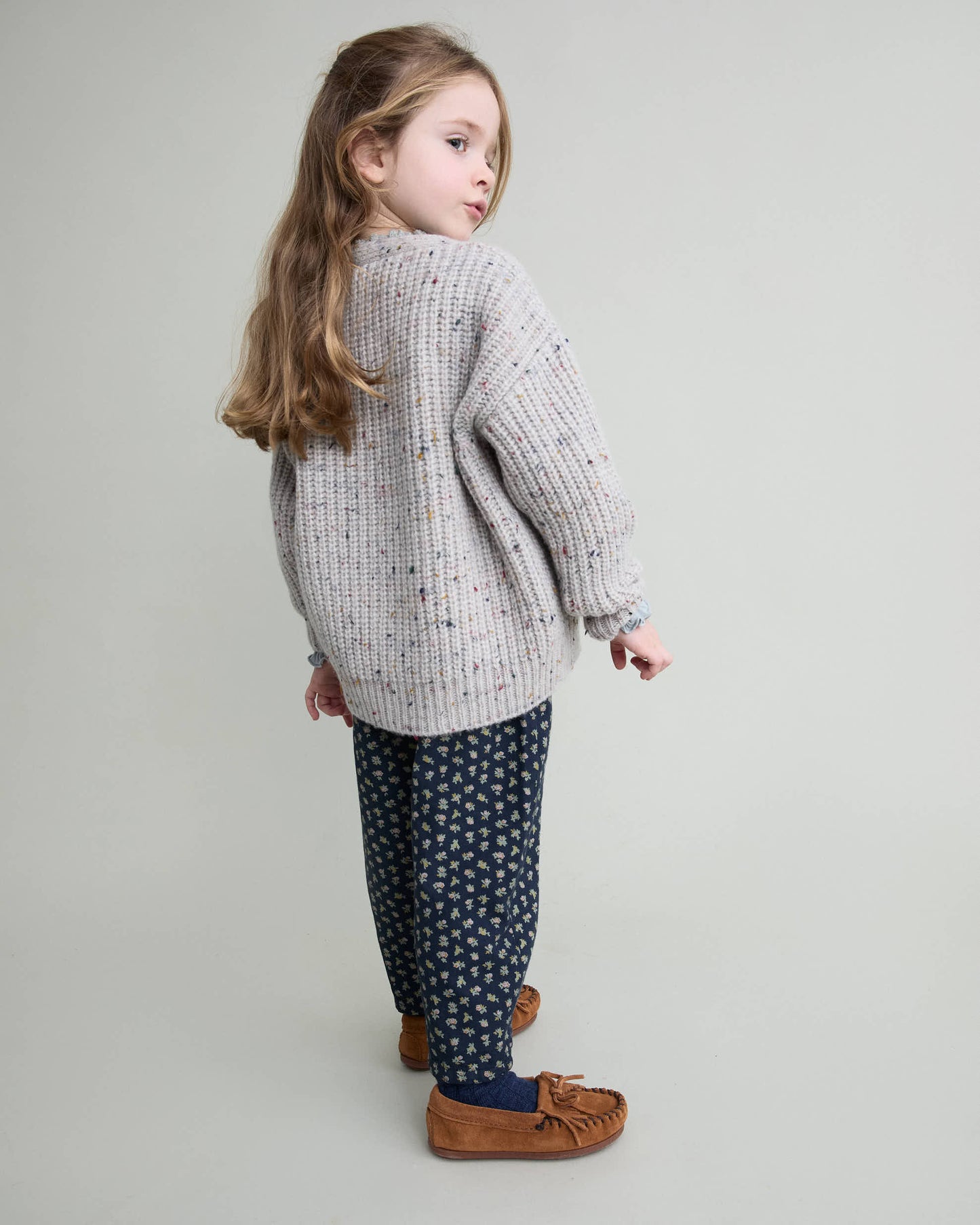 Navy Cottage Flower Denim Pants