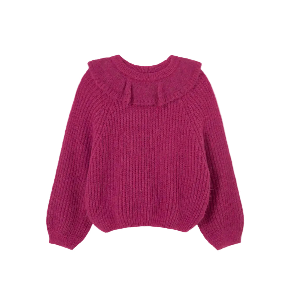 Prune Frill Knit Sweater
