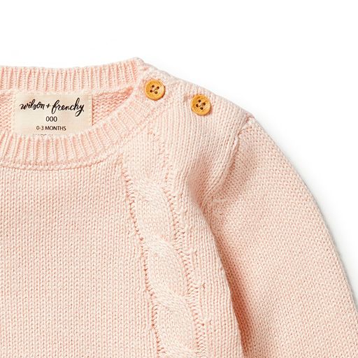 Load image into Gallery viewer, Knit Mini Cable Sweater in Blush
