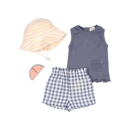 Gingham Shorts in Blue Stone