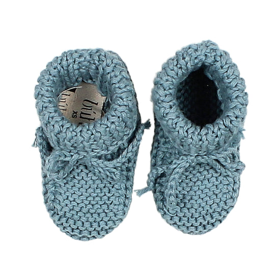 Knit Booties in Blue Garda