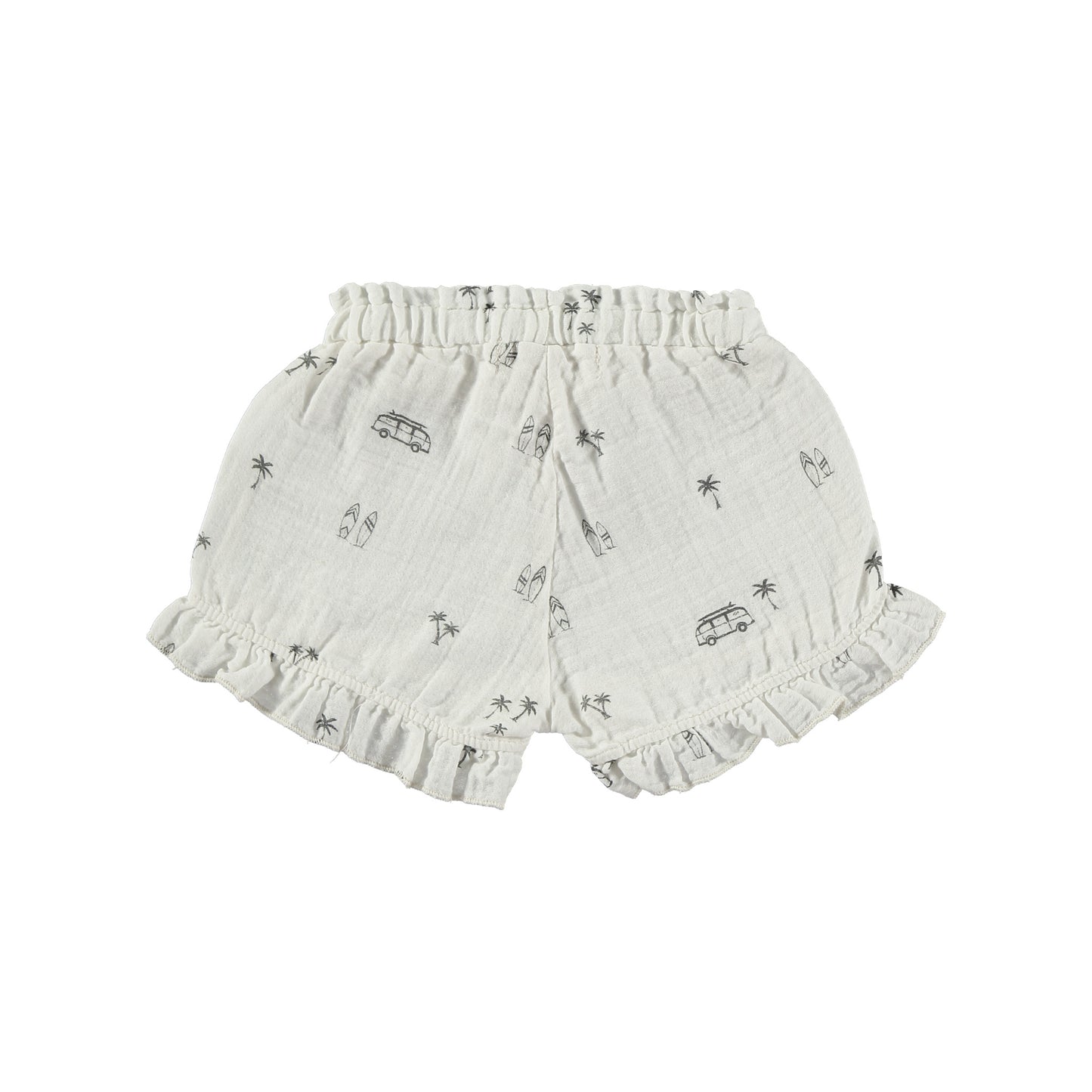 Ruffled Palm Shorts in Ecru