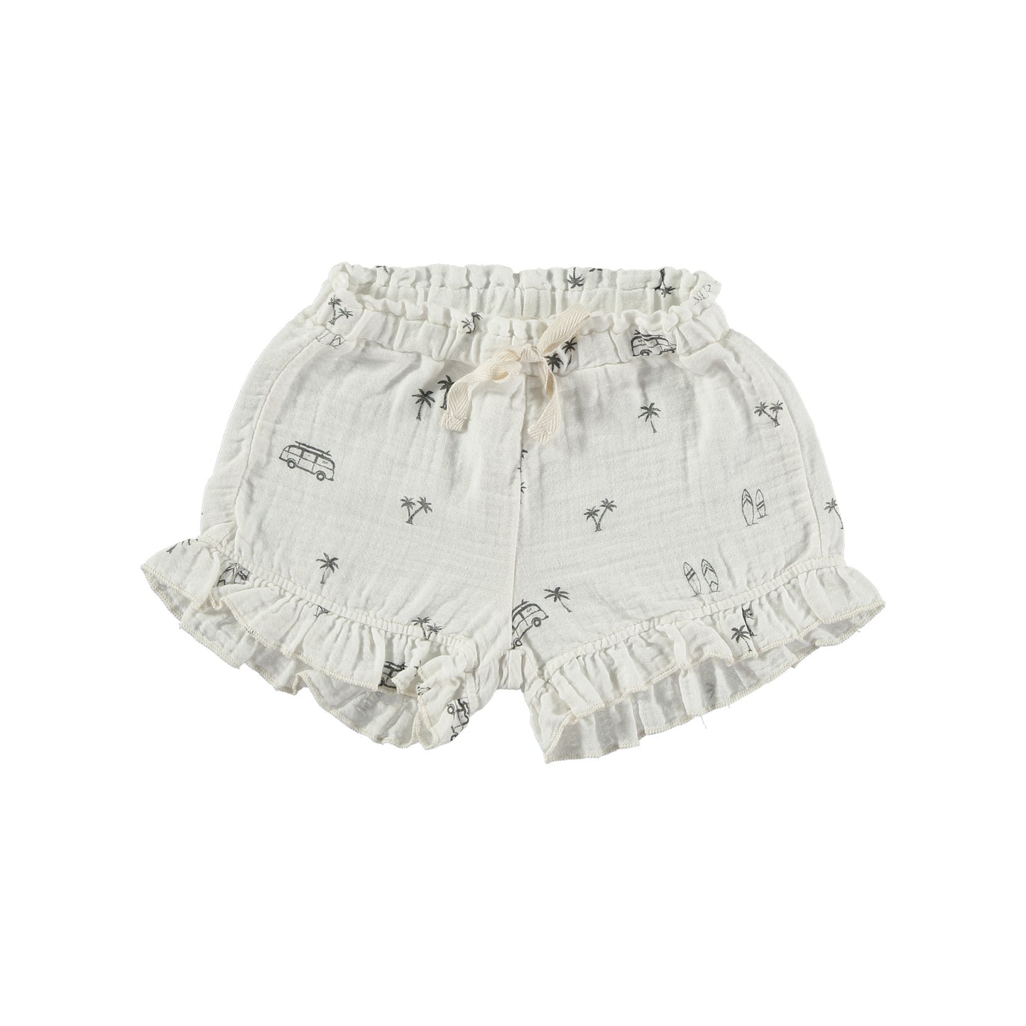 Ruffled Palm Shorts in Ecru