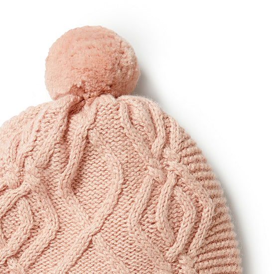 Knit Hat in Rose Cable
