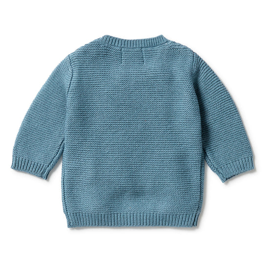Knit Mini Cable Sweater in Bluestone