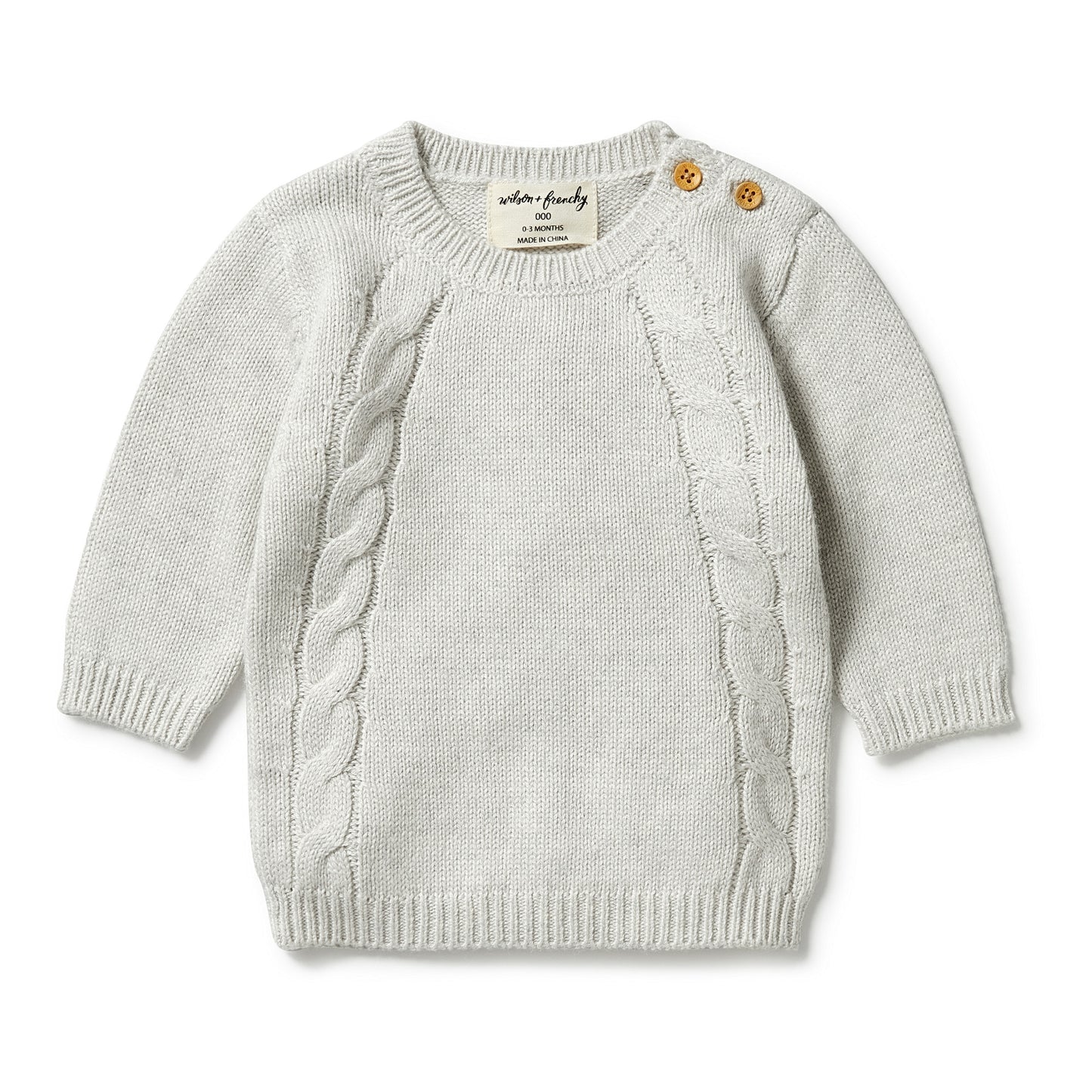 Knit Mini Cable Sweater in Nimbus Gray