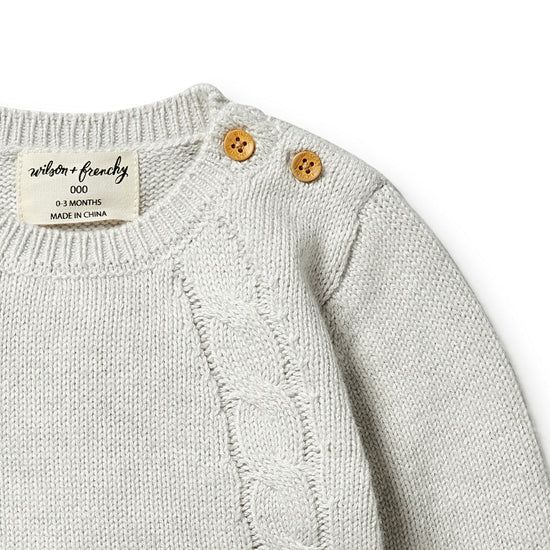 Load image into Gallery viewer, Knit Mini Cable Sweater in Nimbus Gray
