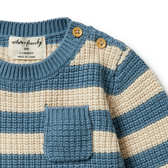 Knit Sweater in Bluestone Stripe