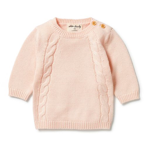 Knit Mini Cable Sweater in Blush