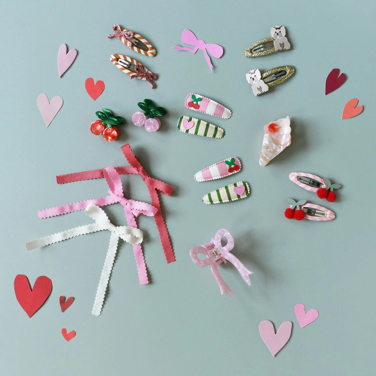 Stripy Glitter Bow Clips