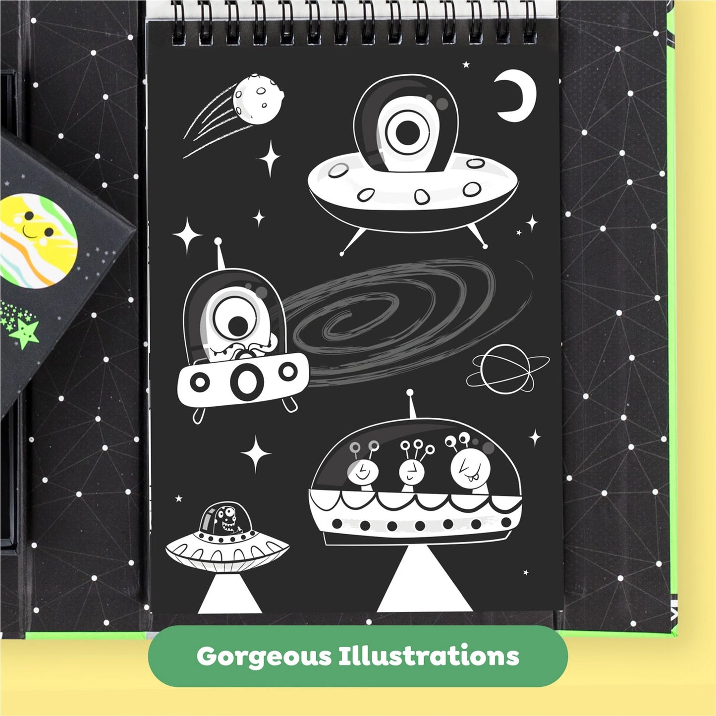 Neon Outer Space Sticker & Coloring Set
