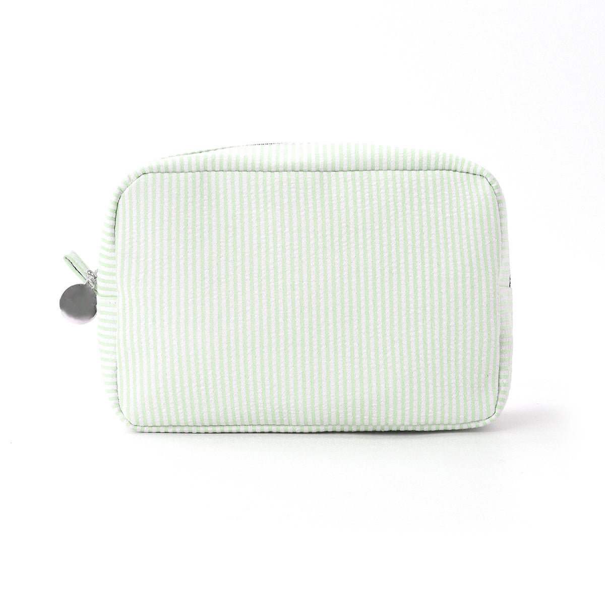 Green Seersucker Striped Toiletry Bag