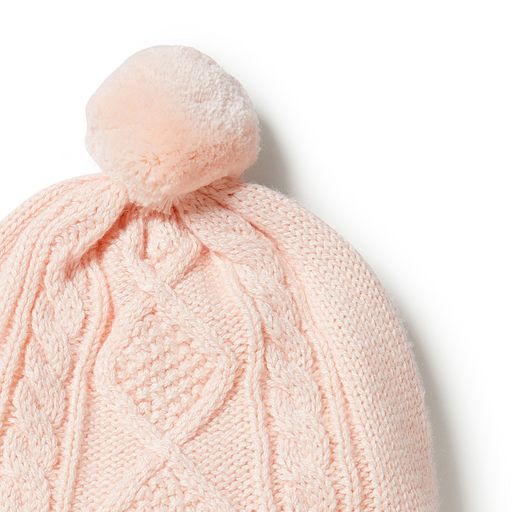 Knit Hat in Blush Cable