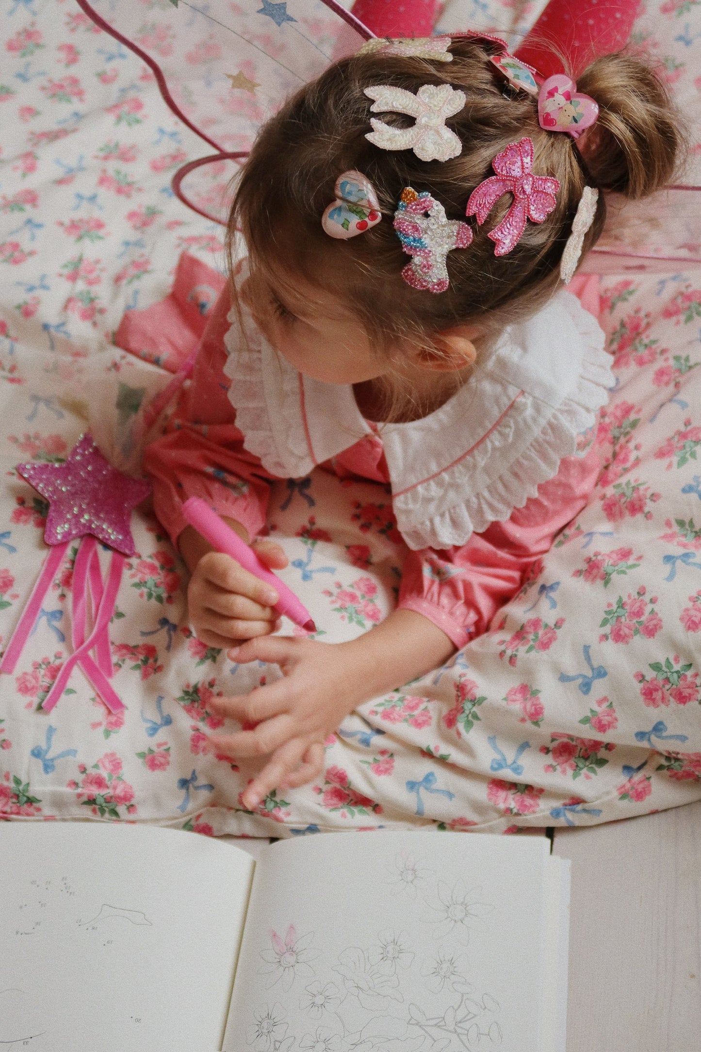 Two Pack Rose Sequin Bow Clips