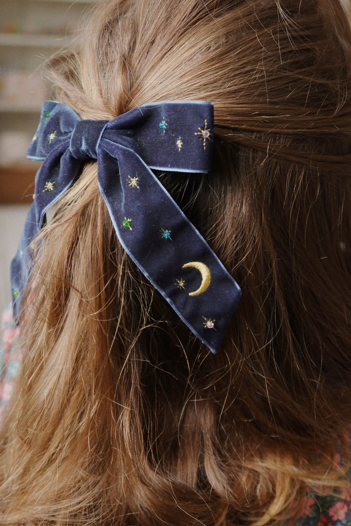Midnight Velvet Bow Clip