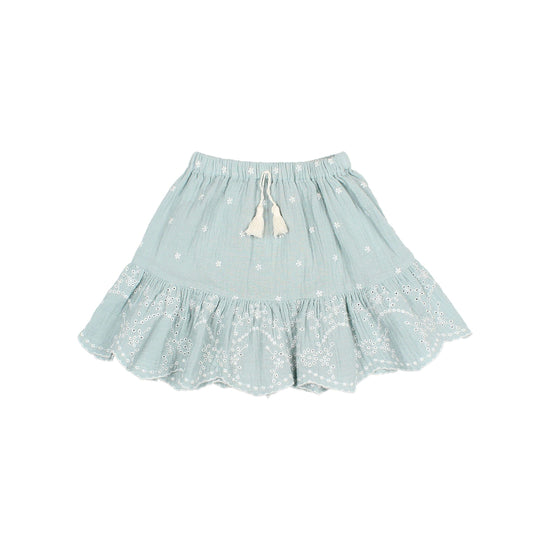 Embroidered Muslin Skirt in Almond