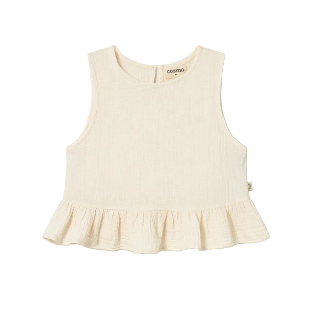 Ivory Gauze Button Tank - Toddler
