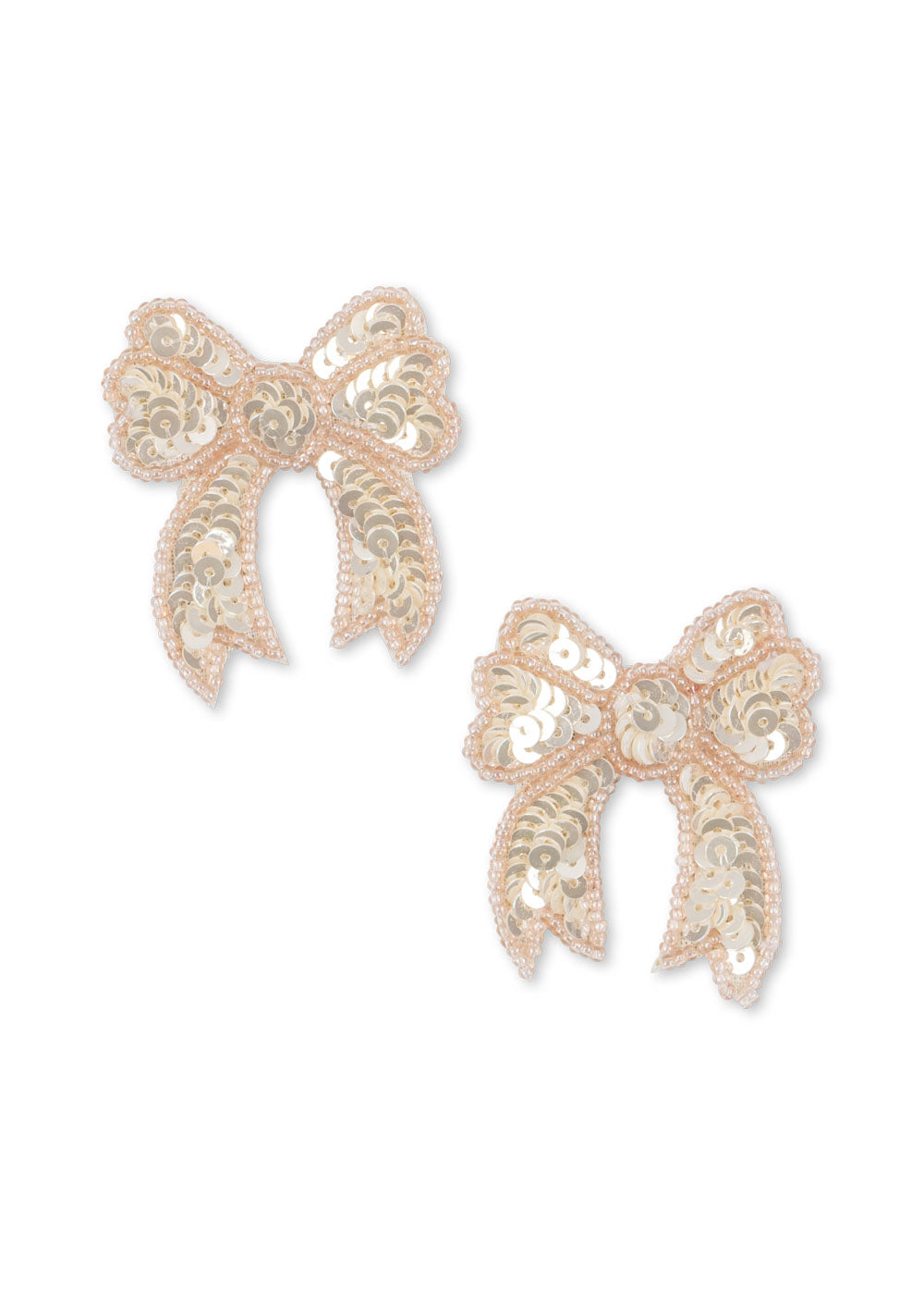 Two Pack Light White Sequin Bow Clips