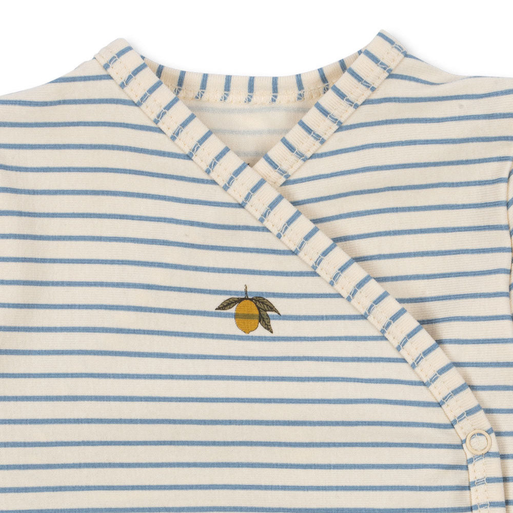 Lemon Blue Stripe Kimono Bodysuit