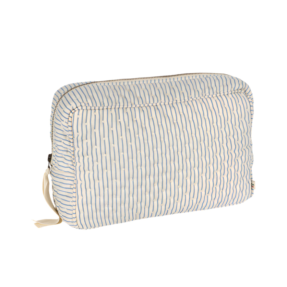 Big Quilted Blue Stripe Toiletry Bag