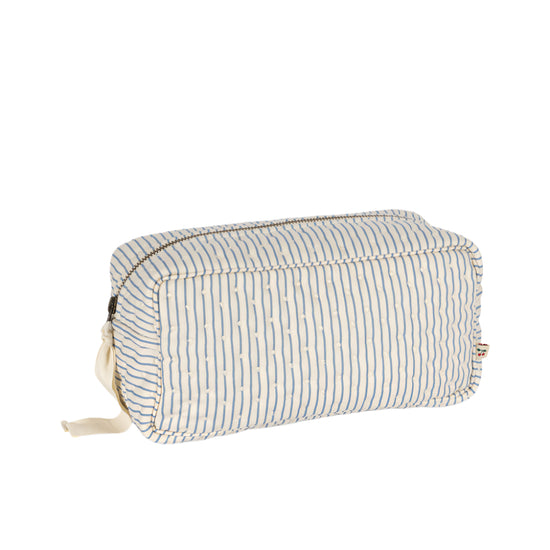 Small Quilted Blue Stripe Toiletry Bag