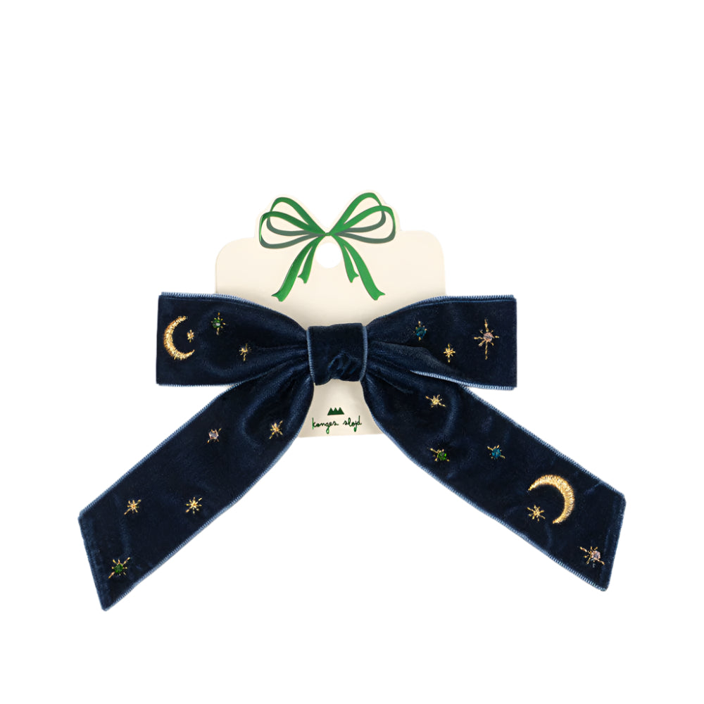 Midnight Velvet Bow Clip