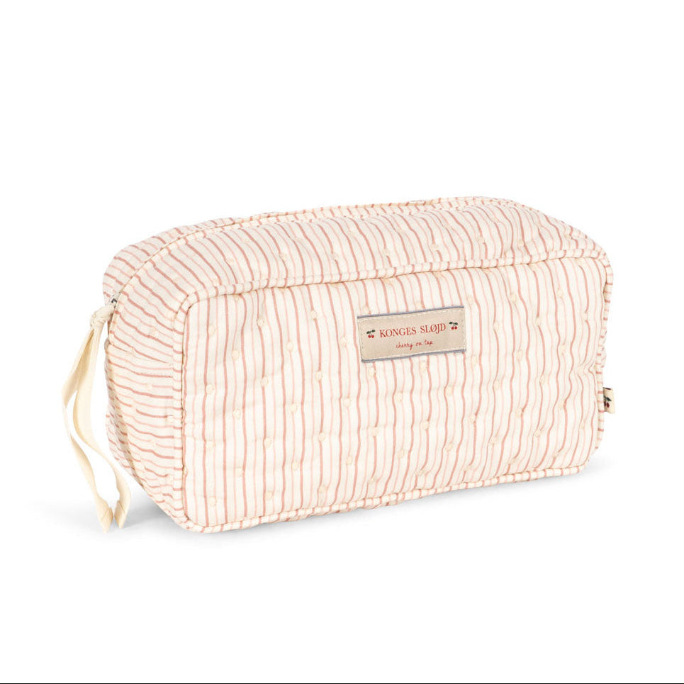 Small Quilted Pink Stripe Toiletry Bag