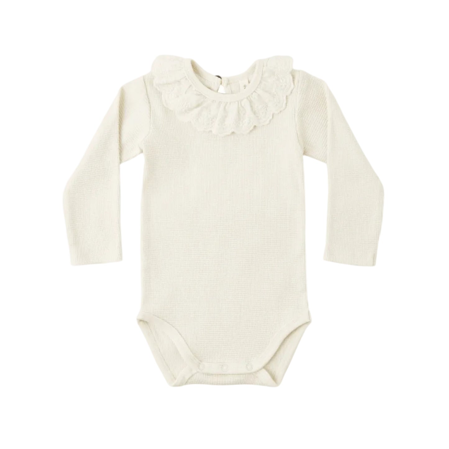 Cream Ruffle Collared Waffle Bodysuit